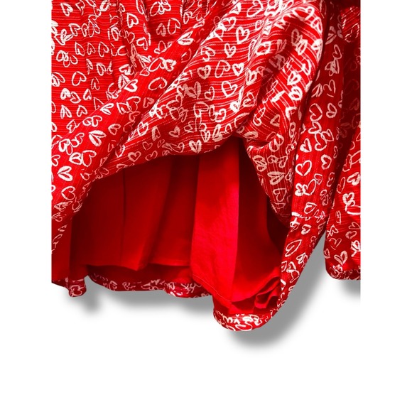 Vintage Y2K LOFT Hearts Pattern‎ Red and White Ruched Top 2 - Picture 7 of 9